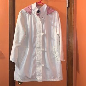 WEATHER TAMER White Spring Jacket w/ detachable hood. Size L
